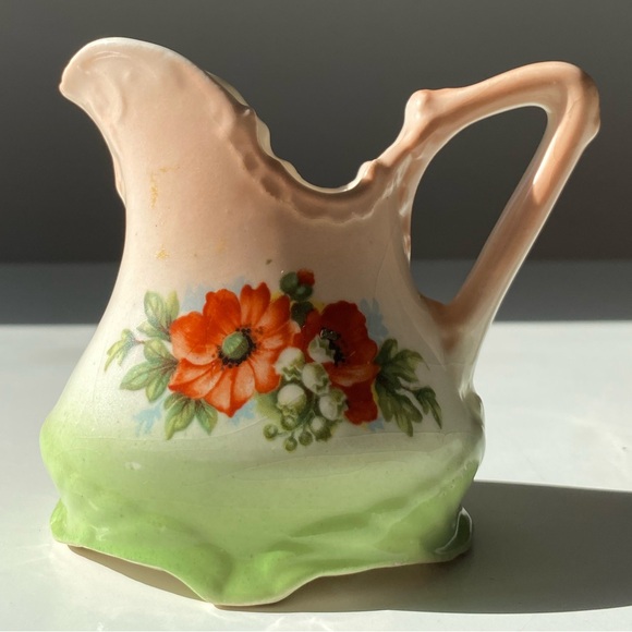 Vintage Hand-Painted Czech Creamer - Floral Design (1918-1939) 4